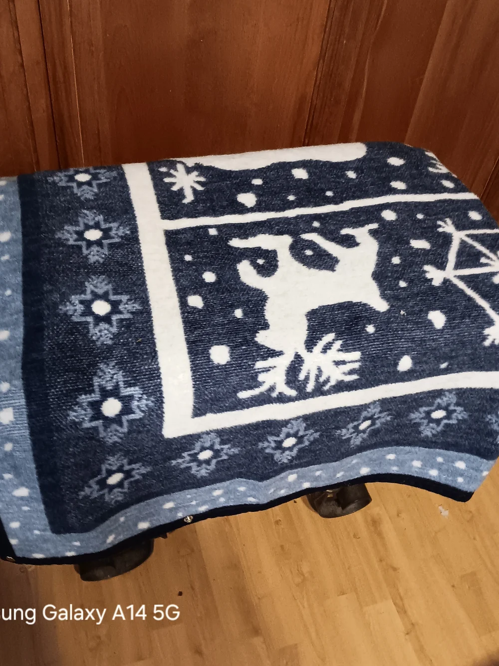 Navy & White Reindeer Snowflake Holiday Throw Blanket